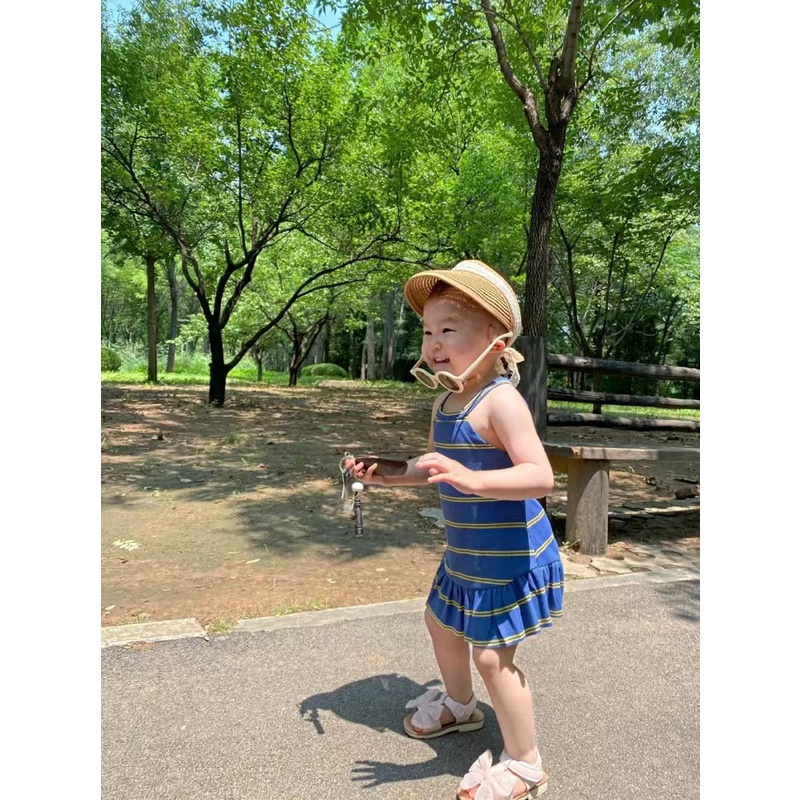 Váy đầm thun xoè sát nách kẻ sọc nhiều màu cho bé gái  N01277