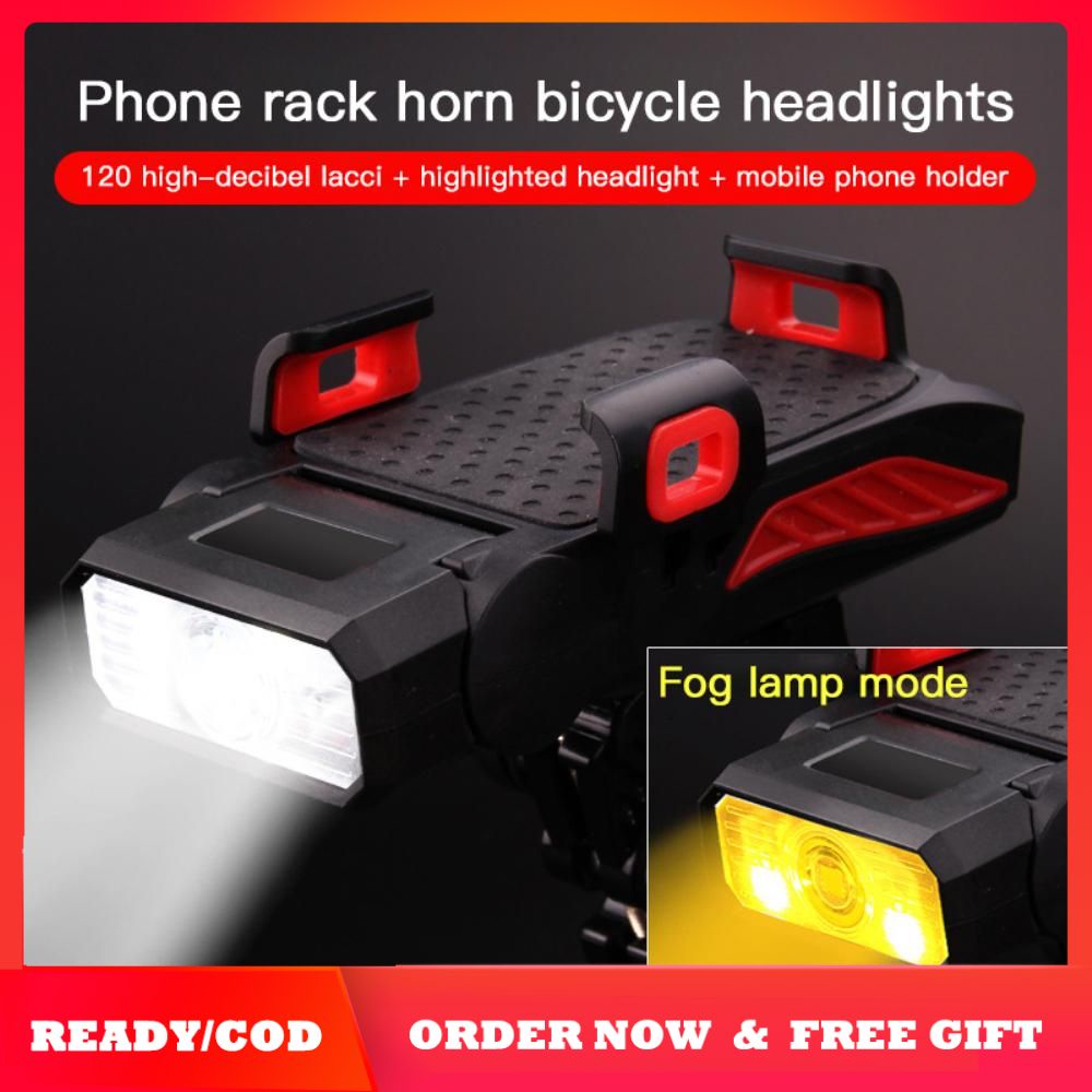 ❥HOT Người Bán 4 Trong 1 Xe Đạp Kết Hợp Ánh Sáng Đèn Pha USB Loa Điện Thoại Di Động Hỗ Trợ Lưu Trữ Điện Năng Nói Lời Tạm Biệt Với Tediousness, gói Nhẹ COD