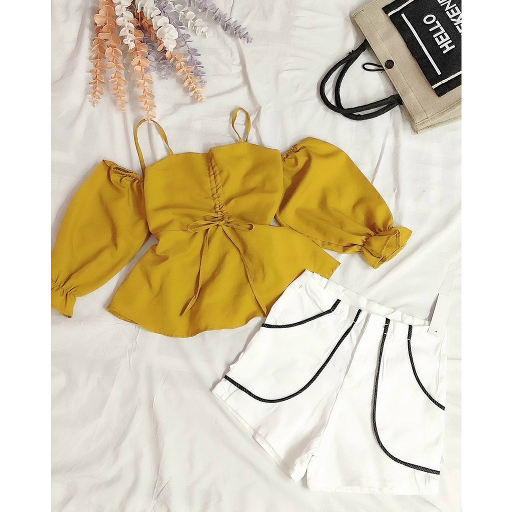 [ DƯỚI 58KG] Quần short kaki lưng siêu cao chạy viền quanh túi NA