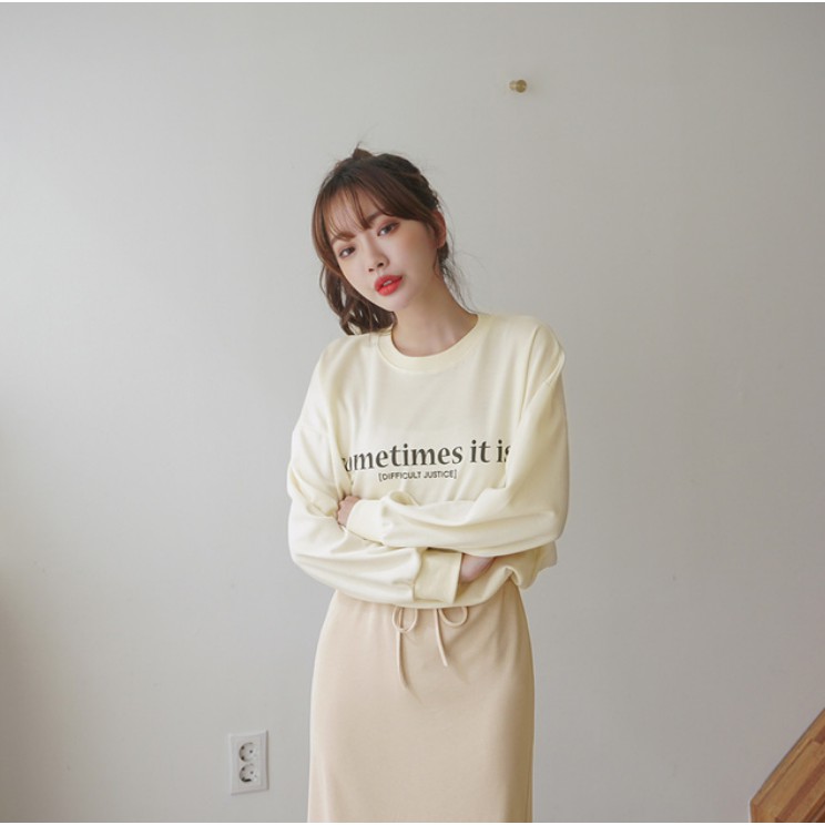 áo sweater nữ nhập khẩu chính hãng tại Hàn Quốc dáng Unisex tay dài form rộng in chữ sometime it is siêu đẹp | BigBuy360 - bigbuy360.vn