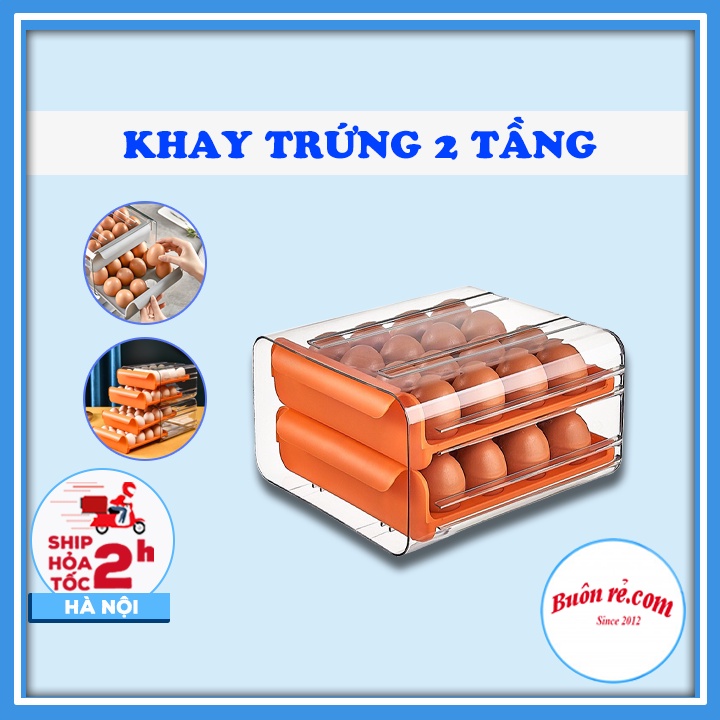 Khay đựng trứng nhựa 2 tầng 32 quả trong suốt – Hộp bảo quản trứng gà 2 tầng tiện dụng bền đẹp