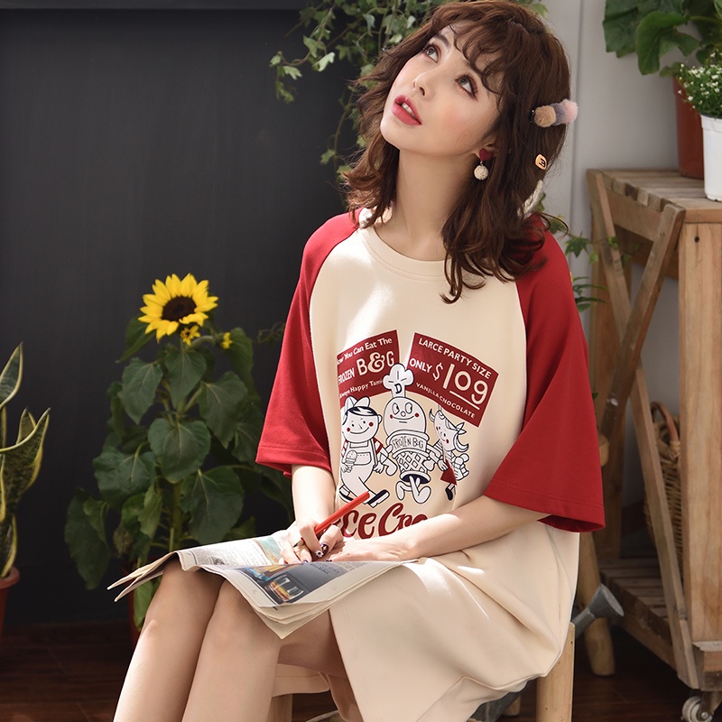 Đầm Ngủ Cotton Tay Ngắn Dáng Rộng Dễ Thương Thời Trang Mùa Hè Cho Bạn Gái----*-*&&& | BigBuy360 - bigbuy360.vn