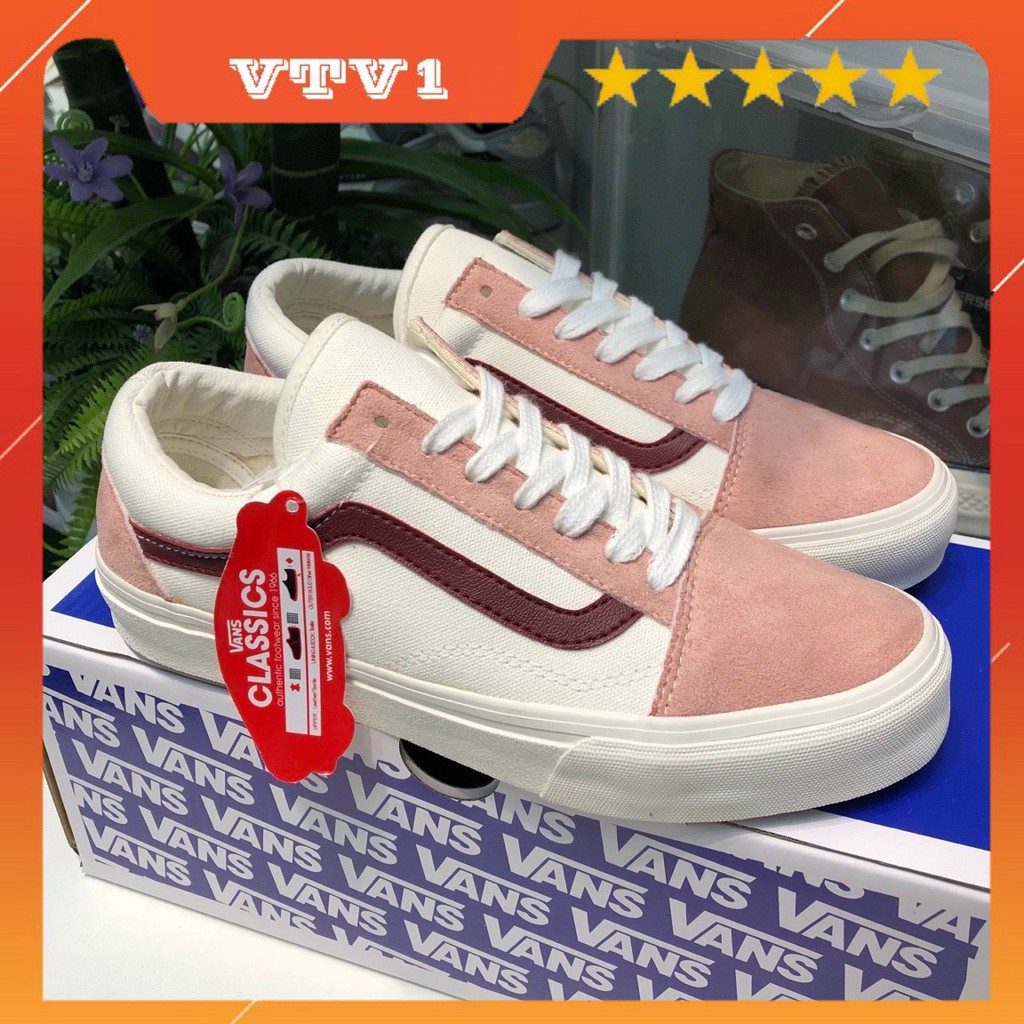 [ van trắng viền hồng ] giày thể thao nữ 1/1