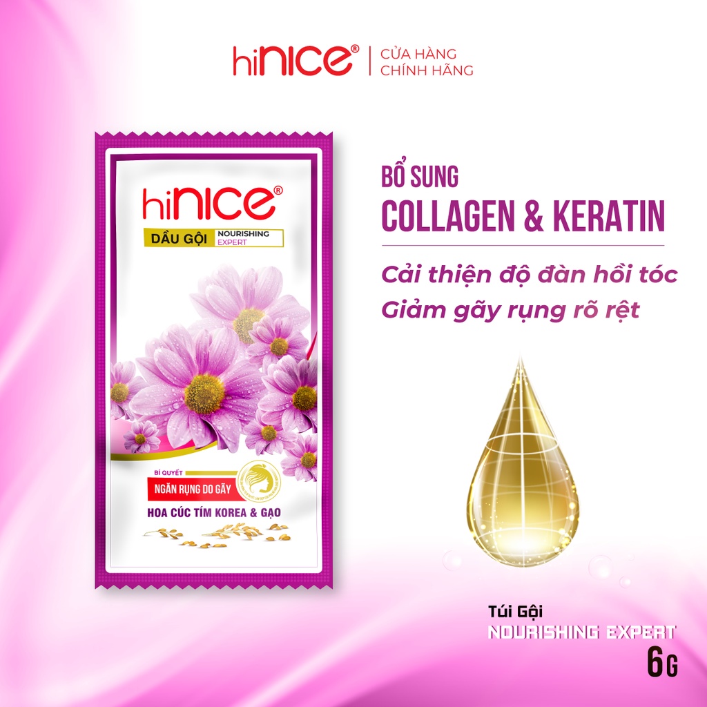 Dây Dầu Gội hiNICE Hoa Cúc Tím & Gạo ngăn rụng do gãy