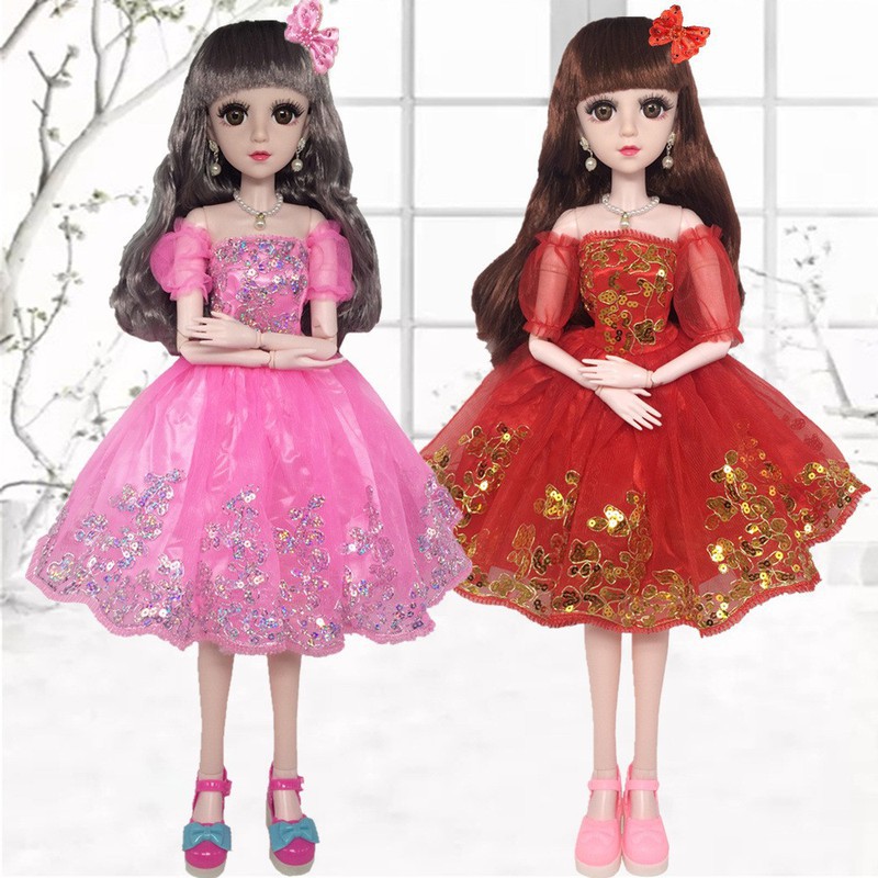 Búp Bê 3D BJD Cao 60cm 18 Khớp Váy Hồng Kim Sa Lấp Lánh