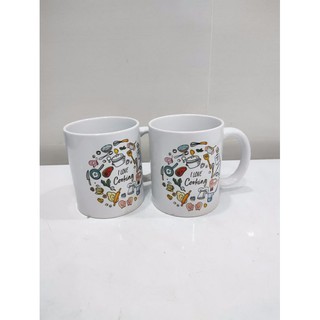 set 2 Ly gốm tráng men hoạ tiết Love Cooking 380ml