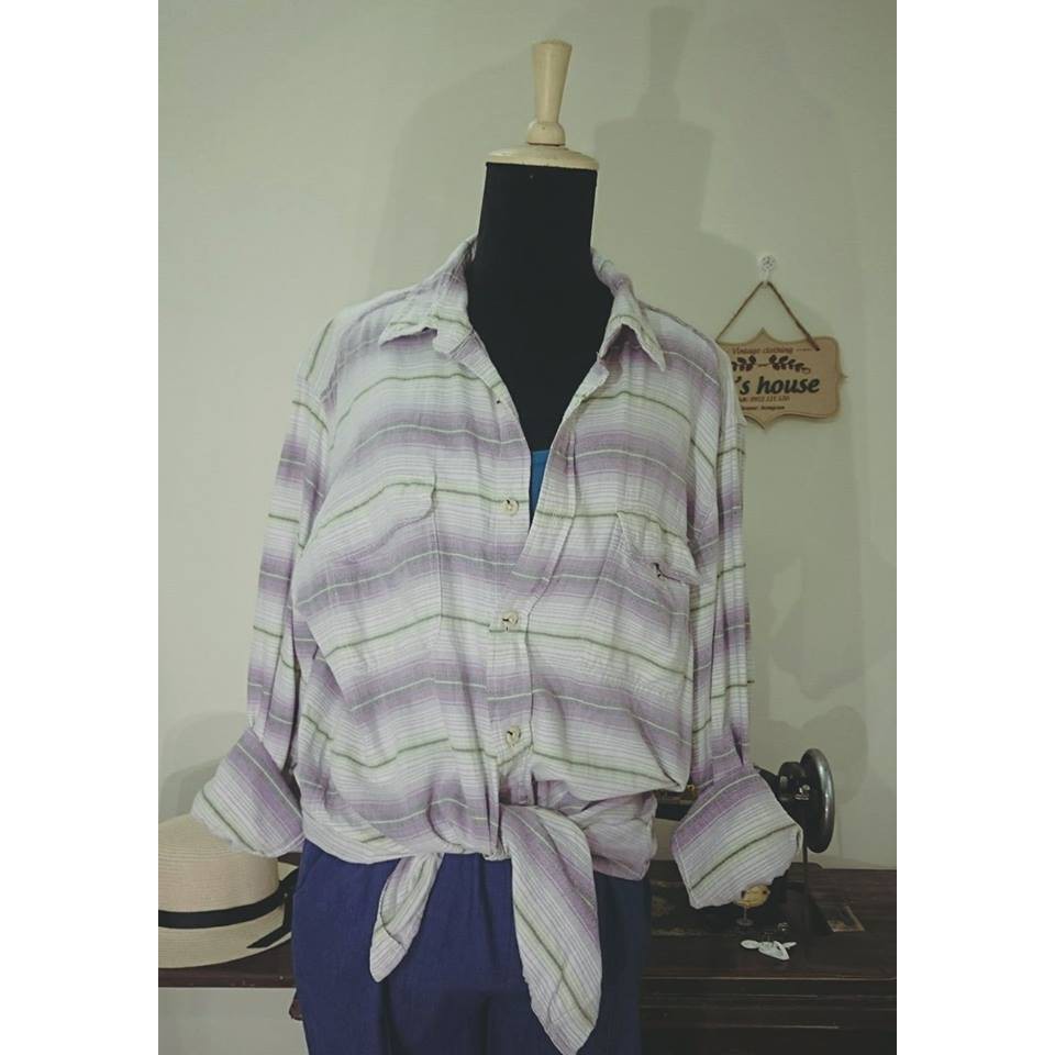 Sơ mi thô kẻ oversize
