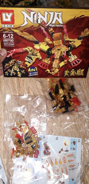 Lắp ráp 1 hộp LegoNinja Rồng Vàng 68070 có trên 90 chi tiết bằng nhựa ABS