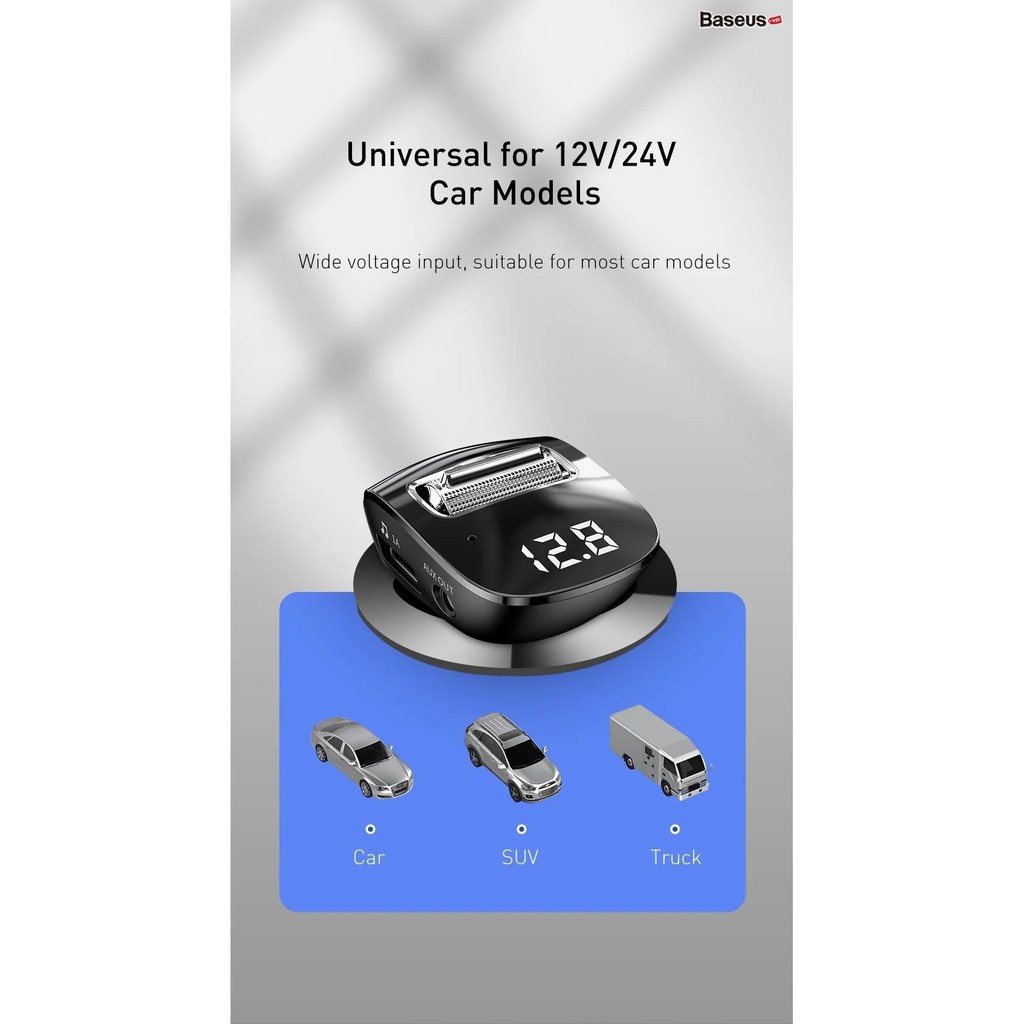 Tẩu sạc đa năng dùng cho xe ô tô - Tích hợp phát nhạc từ USB  (3A, 2 Port, Bluetooth 5.0, LED)