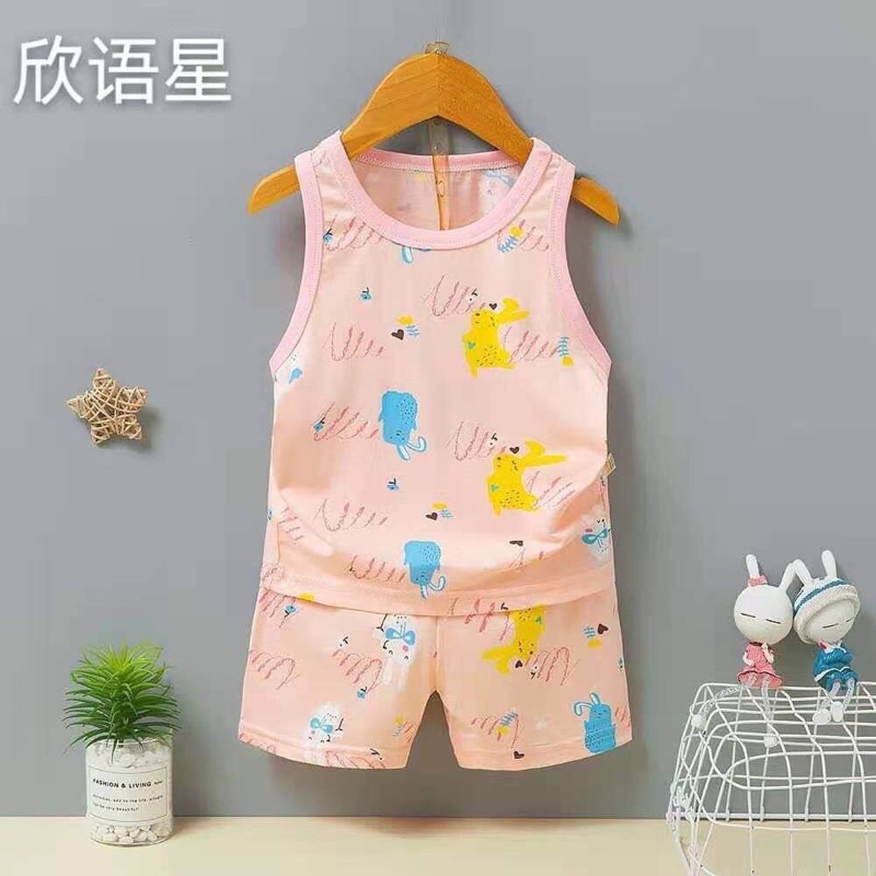 bộ balo sát nách cotton lạnh quảng châu xuất hàn bé gái sz 8-15kg