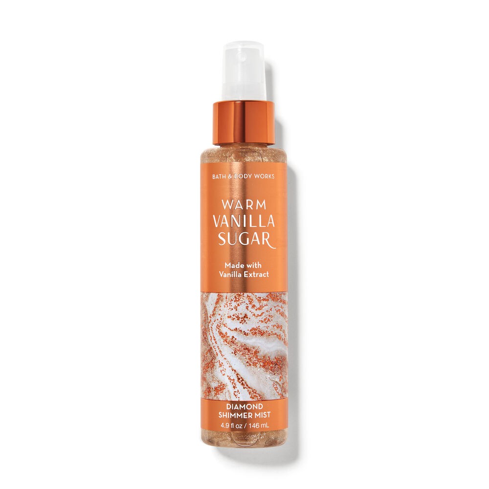 Xịt thơm tông nước hoa nhũ kim tuyến Bath & Body Works - Warm Vanilla Sugar - Diamond Shimmer Mist 146mL