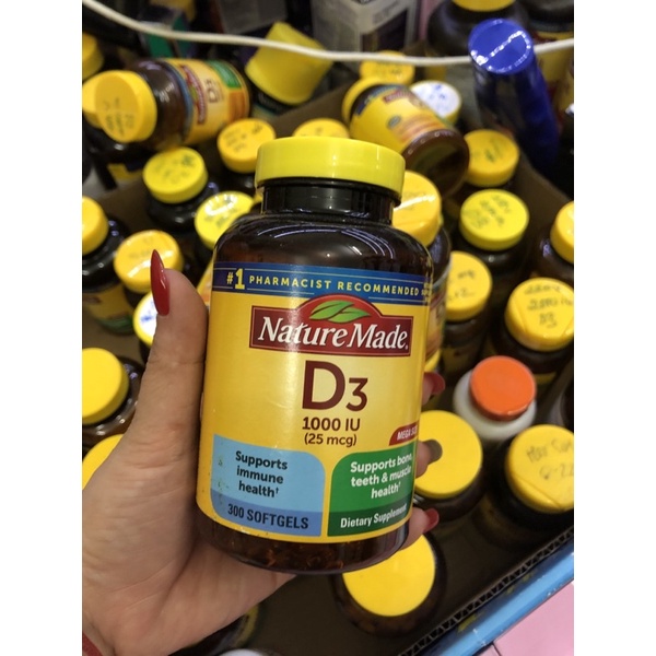 Vitamin D, Vitamin D3 hàm lượng cao 5000iu, 2000iu, 1000 iu nature made mỹ