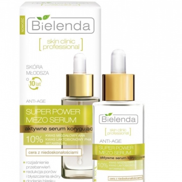 Serum da mụn, lão hoá Bielenda Super Power Mezo 10% ALMOND ACID (XANH LÁ)