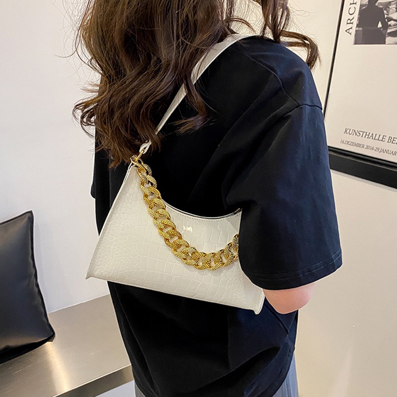 IELGY Chain Underarm Shoulder Bag Crocodile Print Ladies