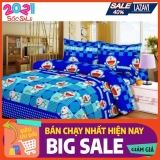 Bộ Vỏ Chăn Ga Gối Cotton Poly Cao Cấp( doremon )