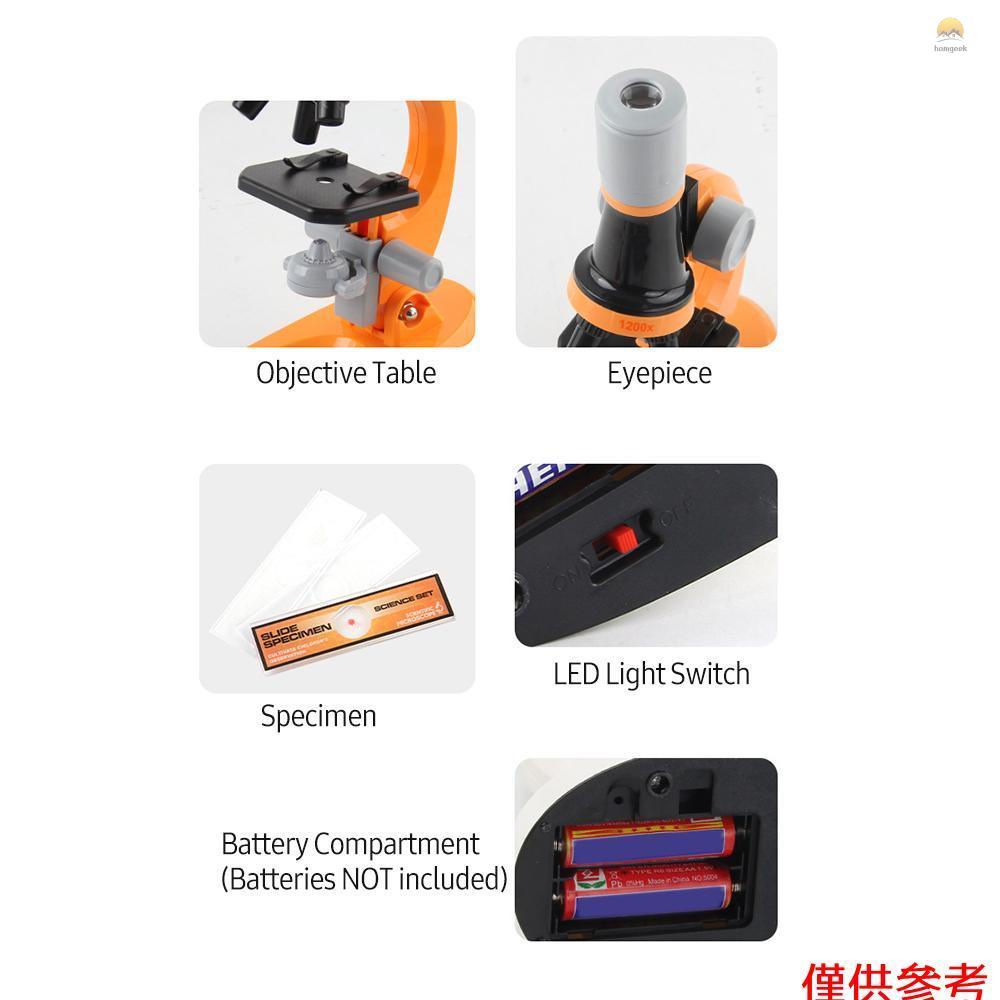 Bộ Kính Hiển Vi Phóng Đại 1200X Có Đèn LED 12 Món Đồ Chơi Khoa Học Cho Bé