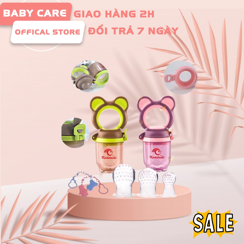 Túi nhai ăn dặm chống hóc Nhật Bản (tặng kèm 2 núm và dây đeo)