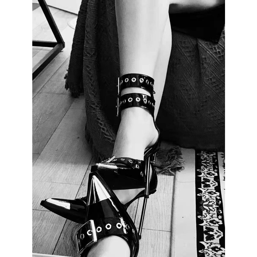 Giày Cao Gót Mũi Nhọn 22 Khóa Kim Loại Thời Trang Mùa Xuân Mới Cho Nữ