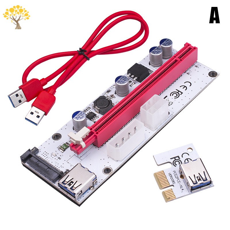 SATA Cáp Chuyển Đổi Pci-E Pci Express Riser Card 1x Sang 16x Usb 3.0 Sang 4pin Ide Molex 6 Pin Cho Bitcoin Mining