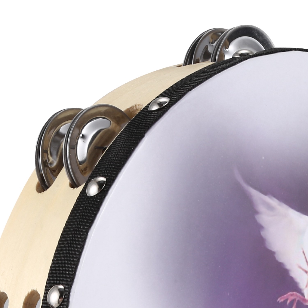 Trống Lục Lạc Bằng Gỗ 10 Inch In Hình Bồ Câu Xinh Xắn