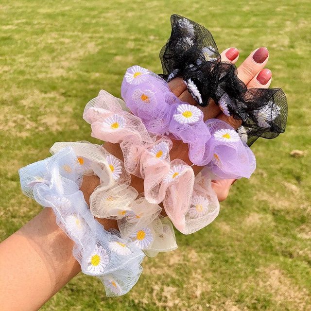 (Hình thật) Cột tóc buộc tóc Daisy Scrunchies