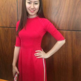 Áo dài trơn đính hạt