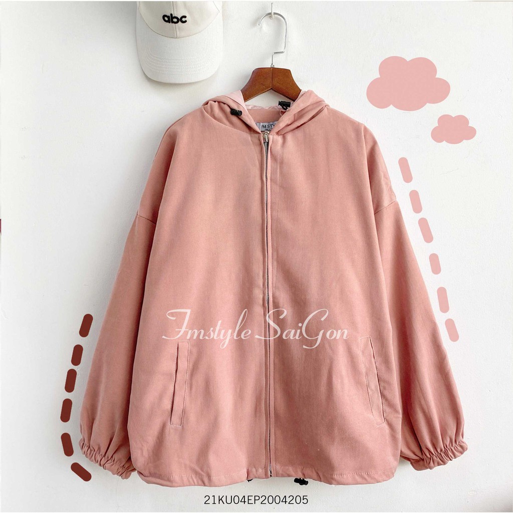 Áo khoác nữ form rộng chống nắng có mũ, áo gió nhung tăm hai lớp rút gấu thời trang unisex VM STYLE 22AKU04EP0401