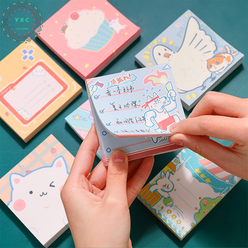 Sticky Notes/ Stationery / Paper, Korean cute girl cartoon notes for students, size 8 * 8 cm, Ready stock 【YXC】