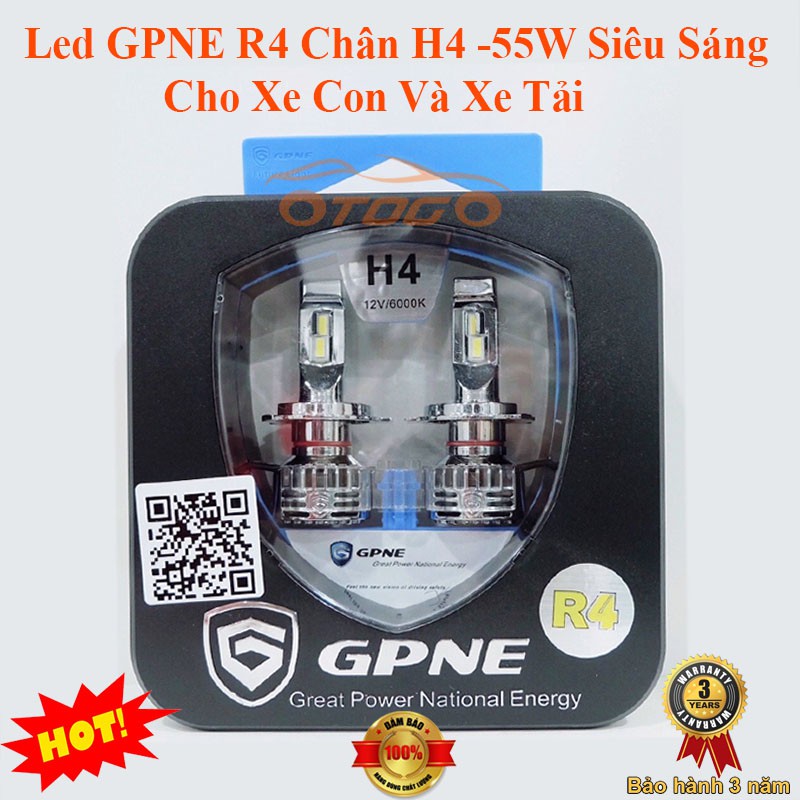 Bộ Đèn Led GPNE R4 Chân H4 55W Có Canbus Chính Hãng , Cho Xe Con 12V Và Xe Tải 24V