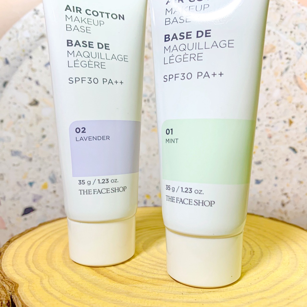 Kem lót điều chỉnh màu da THE FACE SHOP Air Cotton Makeup Base SPF30 PA++