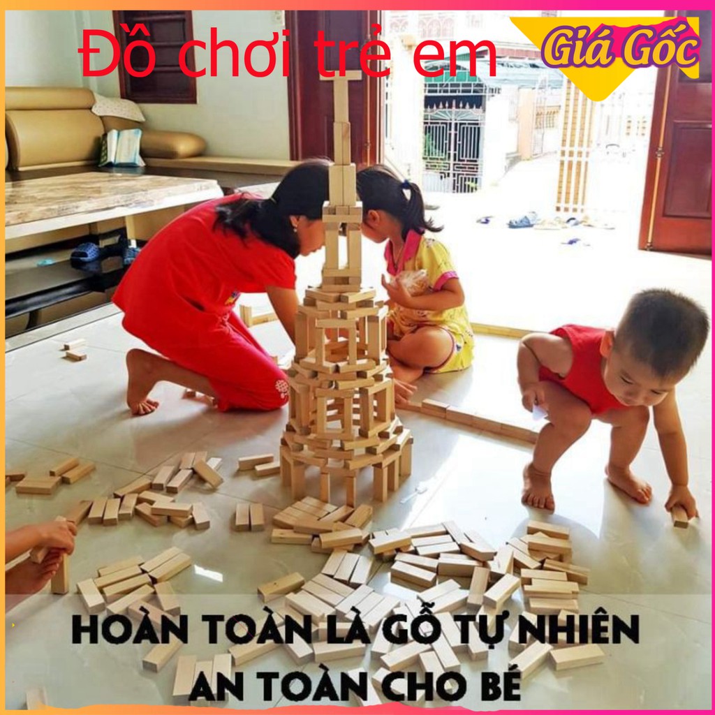 [Giá Xưởng] Bộ Rút Gỗ Đồ Chơi Xếp Hình Domino Montessori Rèn Luyện Trí Thông Minh Tránh Xa Điện Thoại (54 Thanh Cỡ Lớn 1