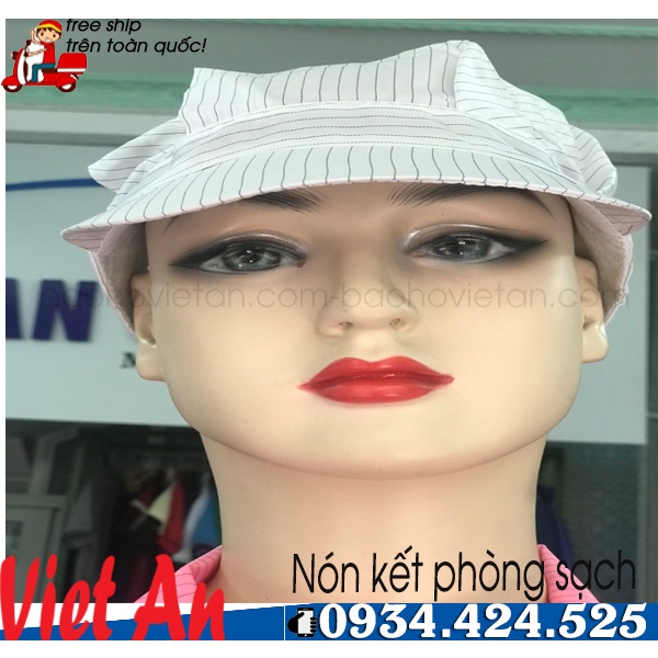 Nón Thủy Sản, Nón Phòng Sạch Vải Silk Màu Trắng _ Hình Chụp Thật
