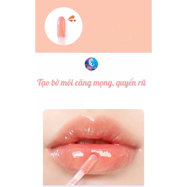 Son bóng nhũ căng mộng môi có màu vỏ trong suốt ZUZU Cosmetic