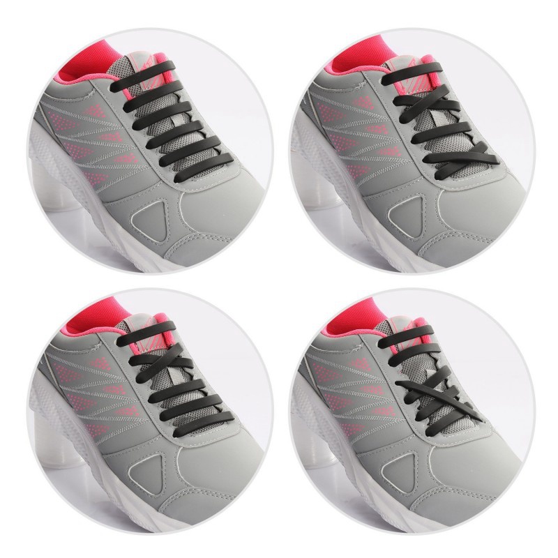 Set 12 Dây Giày Thể Thao Bằng Cao Su Silicone Co Giãn Phối Ren An Toàn Nhanh Chóng Cho Người Lớn Và Trẻ Em