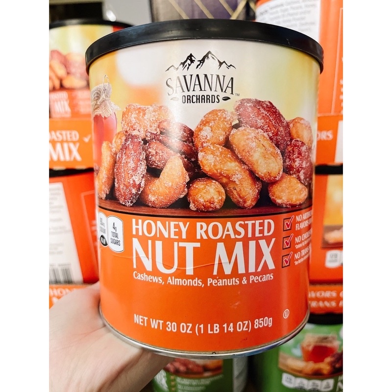 Hạt hỗn hợp tẩm mật ong Savanna Orchards Gourmet Honey Roasted Nut Mix 850g