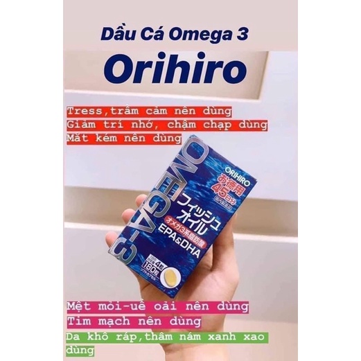 [Hàng_Nhật] Dầu cá Omega 3 Orihiro fish oil, Omega 3 EPA &amp; DHA Ori.hiro 180 viên Nhật Bản- [HSD : 2023]