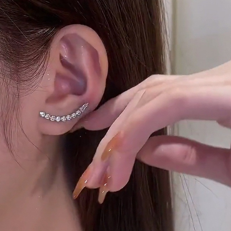 1 Đôi Bông Tai Dáng Dài Đính Đá Zircon Lấp Lánh Sang Trọng Thời Trang Cho Nữ