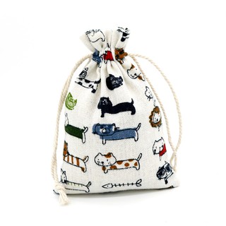 Túi Vải Dây Rút Nhỏ Size 10*14cm In HÌnh Mèo Dễ Thương