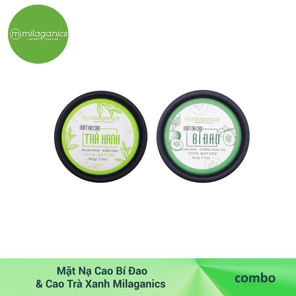Bộ Mặt Nạ Kiêm Dầu, Làm Sáng Da Cao Bí Đao + Cao Trà Xanh Milaganics (60g/hũ) | BigBuy360 - bigbuy360.vn