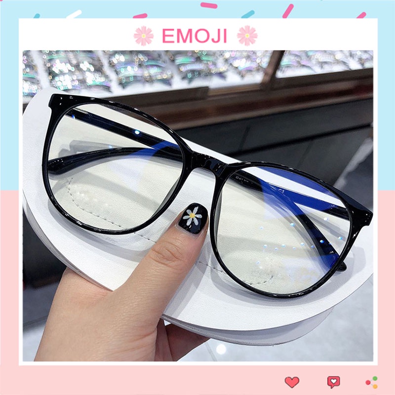 Kính mắt thời trang nam nữ gọng tròn mắt kính không độ chống tia UV phong cách Hàn Quốc đẹp giá rẻ EMOJI 068