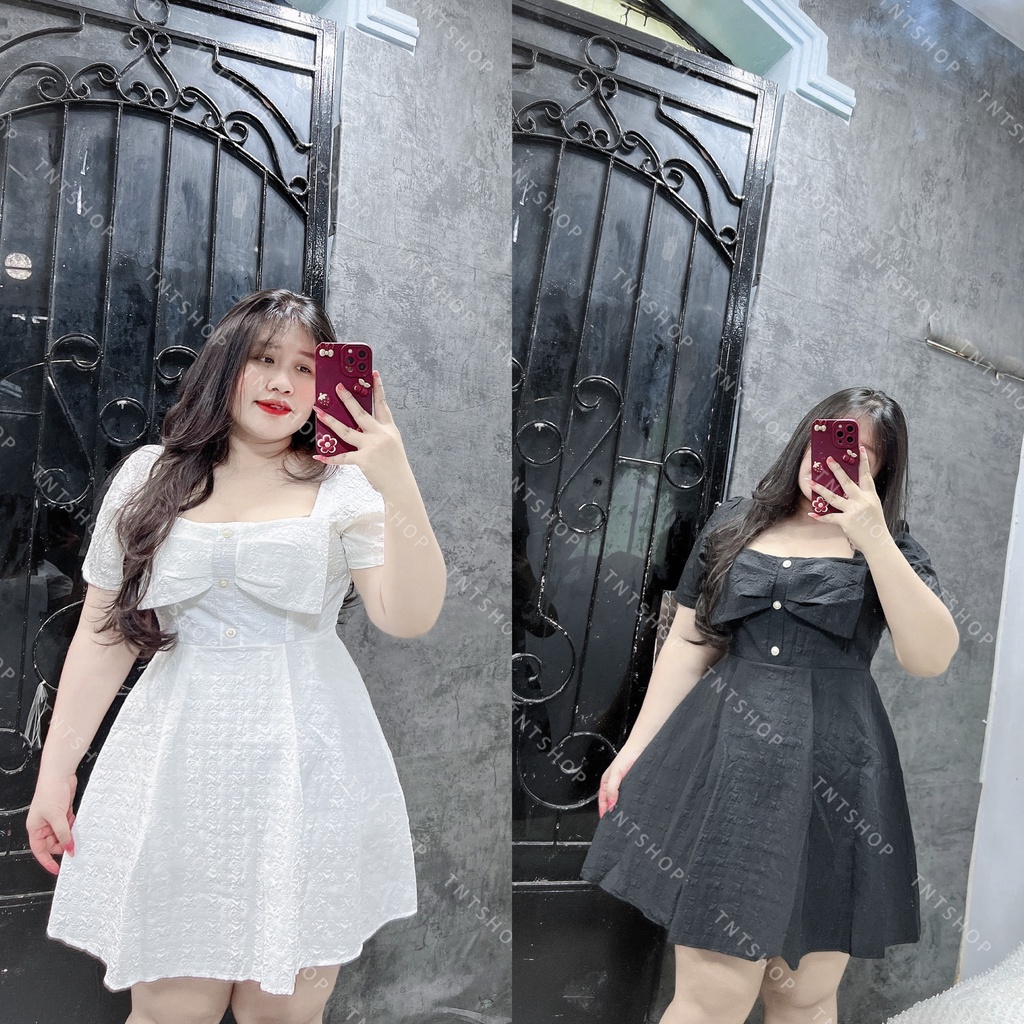 ĐẦM XỐP NƠ ĐÍNH NÚT [TNT Shop Bigsize 60Kg 90Kg]