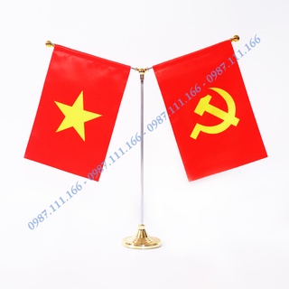 Cờ Để Bàn Đế thép Loại cắm 2 cờ tùy chọn
