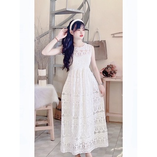 Đầm maxi ren dày dặn