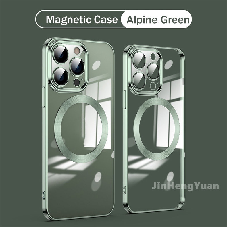 Ốp Điện Thoại Silicon Dẻo Tráng Gương Trong Suốt Sang Trọng Kèm Giá Đỡ Từ Tính Cho IPhone 14 13 12 11 Pro Max 1