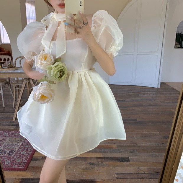 FREE SHIP ĐẦM VOAN XỐP NỮ TAY BỒNG BÚP BÊ CỰC XINH PU