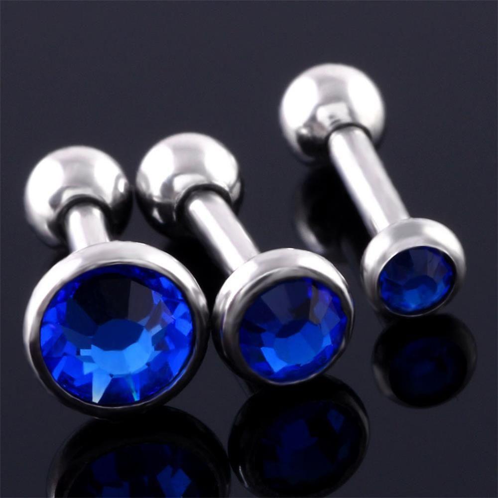 Bộ 2 Khuyên Xỏ Lỗ Tai Bằng Thép Đính Đá Zircon Nhiều Màu Thời Trang|Trang Sức / Nhiều Màu