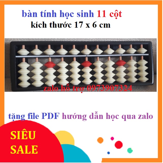 Bàn tính soroban 11 cột nhựa cao cấp- tặng file PDF học qua za.lo