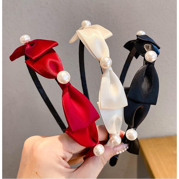 Cài Tóc Nơ Đính Ngọc Trai Tinh Tế Phong Cách Hàn Quốc Mới Cho Nữ