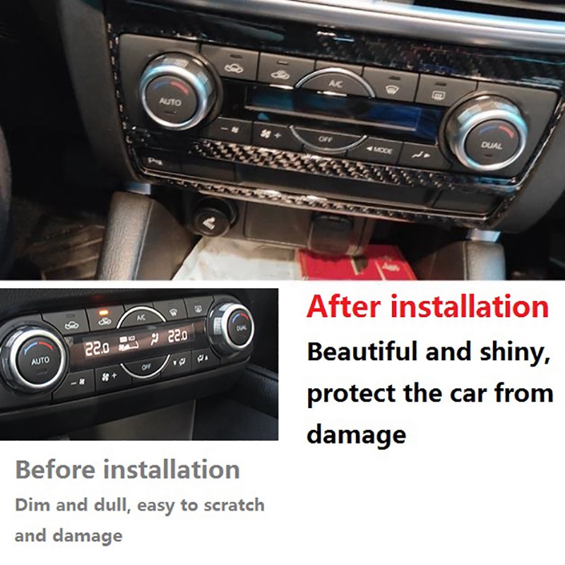 Viền bọc công tắc điều khiển máy điều hòa bằng sợi carbon cho Mazda CX5 CX-5 2015 2016