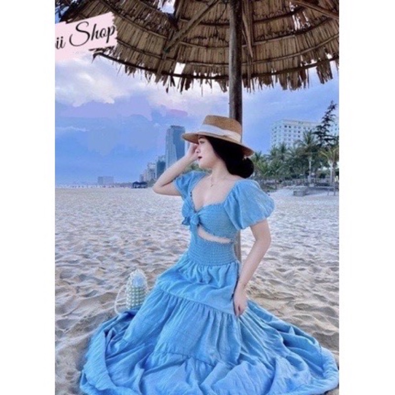 Set Maxi Đi Biển Nhún Xoè Thời Trang Cho Nữ | BigBuy360 - bigbuy360.vn